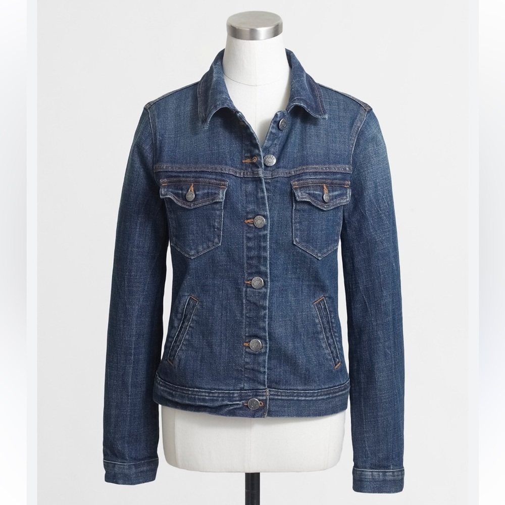 J Crew Western Cowgirl Boho Preppy Grunge Punk Rock Trucker Jean Denim Jacket XS